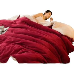 LLaviD Deken wollen deken warm houden winter bed dekens dubbelzijdig queensize dekbedovertrek camping dubbel wijnrood - 120 x 200 cm