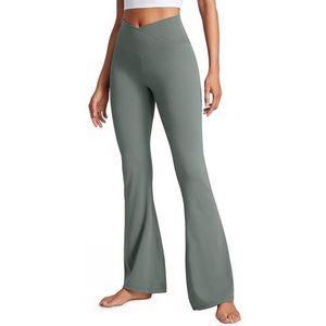 CRZ YOGA Dames Butterluxe Bootcut Flare Broek Yoga Leggings Crossover Hoge Taille Opaque Sportbroek Fitness Broek - 31''/33'' Grijze Salie XS