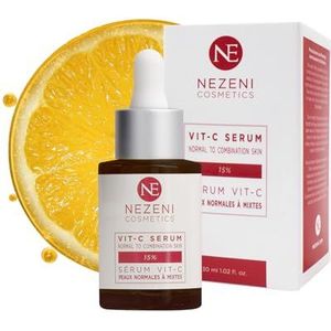 Nezeni Serum Vitamine C 15% + Niacinamide + Ac. Perlastic + Arbutin + AH normale huid tot vettige huid - 30 ml - geringe bewaartijd van 2 jaar in gesloten toestand