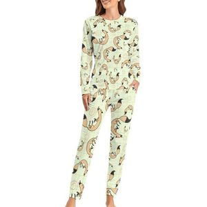 Vos Patroon Grappige Pyjama Set Voor Vrouwen Met Lange Broek Zachte Loungewear Pj Set Nachtkleding