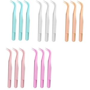 Fcuajdkq 15 stuks kunststof pincetten voor kinderen, handgemaakte pincetten, geschikt voor het maken van kralen voor sieraden, diervoeding, 5 kleuren