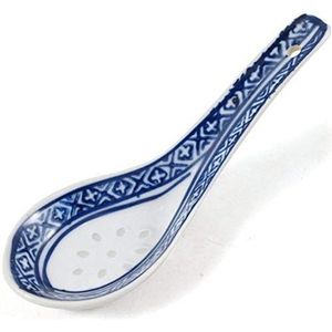 Syndecho Blauwe en witte porseleinen keramische Chinese soeplepels, set van 8