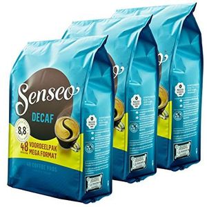 Senseo Koffiepads Decaf/cafeïneerd, rijk aroma, intensief en evenwichtig, koffie voor koffiepadmachines, 144 pads