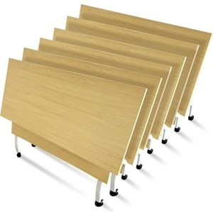 Conferentieruimtetafel - opvouwbare vergadertafel, houten opvouwbare vergadertafel vergadertafels, 140 x 60 x 75 cm vergadertafels, flip-top mobiele trainingstafel met stille zwenkwielen (kleur: