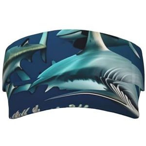 WYJLTTYT Whales Under The Sea zonnebrandcrème voor volwassenen, stijlvolle en verstelbare zonnebeschermingshoed voor dames en heren, Haaien onder de zee, Eén Maat