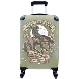 MuchoWow® Koffer - Paard - Cowboy - Vintage - Tekening - Past binnen 55x40x20 cm en 55x35x25 cm - Handbagage - Trolley - Fotokoffer - Cabin Size - Print