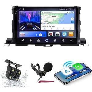 Android 14 Autoradio Navi voor T-oyota Highlander (2015-2018) 9-inch QLED-scherm autoradio met draadloze Carplay Android Auto GPS-navigatie met BT5.0 HIFI FM 5G-WiFi SWC RDS MIC,M150s