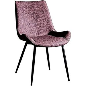 GEIRONV 1 stuks moderne eetkamerstoel, metalen voeten kantoor vergaderzaal receptie stoel PU lederen rugleuning keukenstoel Eetstoelen (Color : Brown, Size : 45x49x84cm)