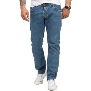 Lorenzo Loren Heren Jeans Broek Denim Jeans Used-Look Regular Fit W29-W44 L30-L38, Ll-4003 Blauw, 36W x 38L