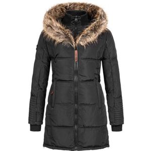Geographical Norway Belissima winterjas voor dames met bontcapuchon, Zwart, S