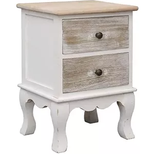 Massief houten nachtkastje met 2 laden vintage design, ideaal
