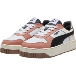 PUMA Women's Carina Street Shoes Sneaker, White-Black-Deeva Peach, 9