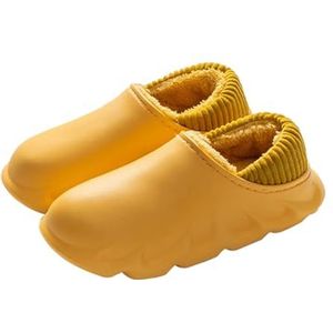 Warme antislip lichtgewicht unisex winterslippers dikke katoenen pantoffels gesloten achterkant huis waterdicht voor mannen vrouwen sandalen, Geel, one size