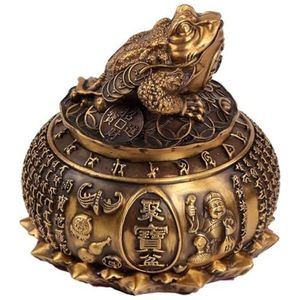 NHDVDVAV Wealth Bronze Toad Beeld, Chinese Feng Shui Schattenkom Ornament, Geld Kikker Sculptuur Decoratie voor Thuis Kantoor Ambachten Opening Cadeau