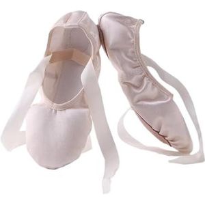 Satijnen balletschoenen met lint meisjes kinderen vrouwen zachte zool dansschoen ballerina schoenen praktijk balletslippers ballerina's (roze, 33)