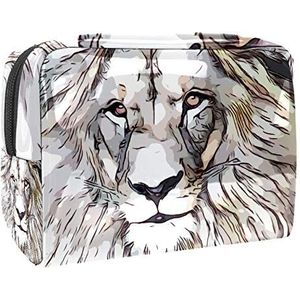 Make-uptas PVC toilettas met ritssluiting waterdichte cosmetische tas met leeuwenkoning dier roofdier Afrika voor vrouwen en meisjes