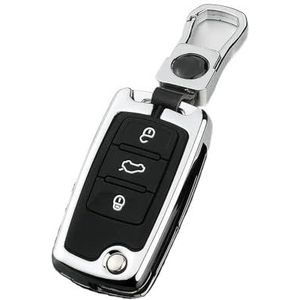 Sleutelbehuizing Autosleutelzakje Cover Case Chain Remote Smart Voor Arteon Atlas Voor Passat Voor Tiguan Jetta Voor Superb Kodiaq Houder Shell Autosleutelhoesje(A Silver Set 1)