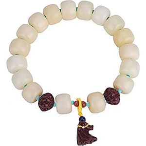 Kralen rozenkrans armband, boeddhistische armband, witte jade bodhi wortel hand string bodhi boeddha kralen rozenkrans kralen for mannen en vrouwen met een enkele ringarmband
