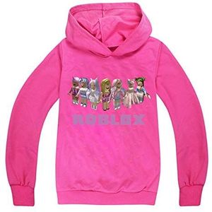 Ro-blox Hoodies voor Meisjes Jongens Mode Sweatshirt Kid Lange Mouw Trui Trainingspak Nieuwigheid Schattig, rozerood, 7 jaar