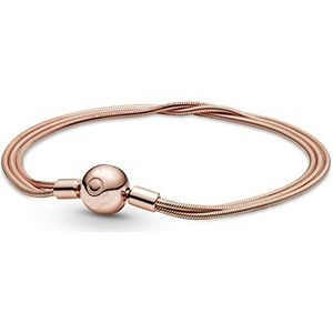 Armband Multi Drie Dunne Snake Chain Ball Clasp 925 Zilveren Armband Fit Mode Bangle Bead Charm DIY Sieraden Armband 925 Sterling Zilver (Color : Rose_17cm)