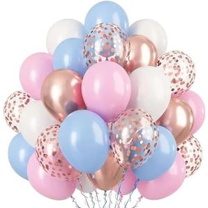 FeestmetJoep® ballonnen 60 stuks helium Blauw/Roze met lint - Ballonnenpakket verjaardag, Babyshower - Gender reveal ballonnen - Ballonnenboog voor gender reveal - Gender reveal party decoratie