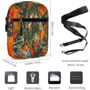 Oranje Camo Mini Crossbody Tas Unisex Anti-Diefstal Zijschouder Tassen Reizen Kleine Messenger Bag