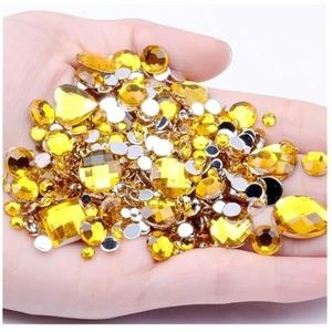 Ik heb het kristal gemaakt, Ronde acryl platte strass steentjes veelkleurig 1000 stuks for nail art bruiloft decoratie(02 Gold)