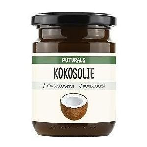 Puturals Kokosolie 100% Biologisch - 250gr - Koudgeperst, Puur en Ongeraffineerd - Rijk aan Vitamine E en Mineralen -Glazen Pot - Coconut Oil Organic voor haar en huid