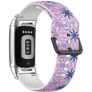RYANUKA Sport-zachte band compatibel met Fitbit Charge 5 / Fitbit Charge 6 (Magenta Fractal Caleidoscopical Sea) siliconen armband accessoire, Siliconen, Geen edelsteen