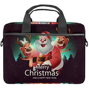 Kerst Kerstman Laptop Schouder Messenger Bag Crossbody Aktetas Messenger Sleeve voor 13 13.3 14.5 Inch Laptop Tablet Beschermen Tote Bag Case, Meerkleurig, 11x14.5x1.2in /28x36.8x3 cm