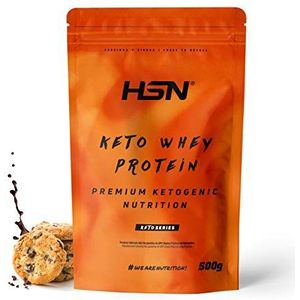 Keto Wei-eiwit | CFM Wei-isolaat + kokosnoot MCT-olie + spijsverteringsenzymen Digezyme | Grass-Fed | Geschikt voor vegetarisch, glutenvrij, chocolade-gearomatiseerde koekjes, 500 gr