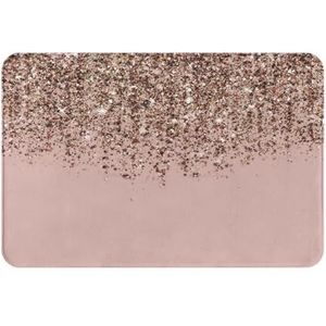 Taupe Blush Pink Rose Bronze Gold Glitter Glam, deurmat badmat antislip vloermat zachte badkamertapijten absorberend badkamerkussen 40 x 60 cm