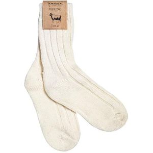 Magical Shoes Merino sokken voor dames en heren, warme antislipsokken volwassenen, stoppersokken ABS, Merino wintersokken, wollen sokken, maat 35-46, wit, 35/38 EU