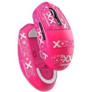 MAMBASNAKE x ATTACK SHARK G3 Draadloze Gaming Muis, 59g Lichtgewicht, PAW3311 Optische Sensor, 25.000 DPI, Bluetooth/2.4G/USB-C, 5 Programmeerbare Knoppen, Grip Tape, 500mAh voor PC/Mac – Bessenrood