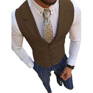 Mannen Eenvoudige Knoop Zakelijk Pak Vest Lente En Herfst Heren Trouwvest Bruin XL
