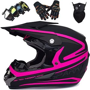 KILCVEM - Motorhelm - Roze - Kids - Fullface - Beschermende Helm - S-XL/52-59cm