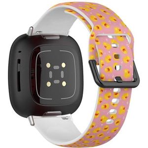 Zachte sportband compatibel met Fitbit Sense/Sense 2 / Versa 4 / Versa 3 (gele rubberen eend 4), siliconen armband, accessoire