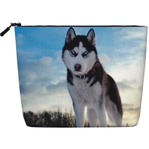 FZGGWYHL Husky Dogs bedrukte nep hennep make-up tas dagelijkse opbergtas, Zwart, Eén maat, Tas Organizer