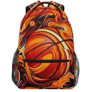 KAAVIYO Pop Sport Basketbal Oranje Rugzak Boekentas voor Jongen Meisje Tieners Reizen Laptop Schoudertas voor Vrouwen Mannen, Kunst Mode, M