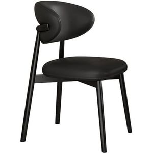 Meal Chairs PU leren eetkamerstoelen, gestoffeerde eetkamerstoelen met houten poten, moderne eetkamerstoel for keuken/eetkamer/woonkamer/slaapkamer, 1 STUKS(Black)