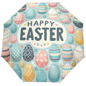GAIREG Happy Easter Eggs Lichtblauwe Reis Paraplu Auto Open Sluiten Opvouwbare Paraplu Compact Lichtgewicht