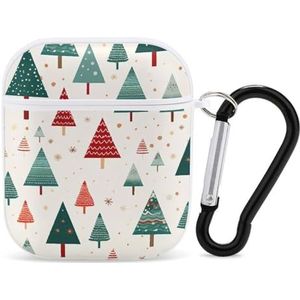 Xmas Tress Kerstboom Leuke Case voor AirPods 2 & 1 Schokbestendige Beschermende Hoofdtelefoon Gevallen Cover Met Sleutelhanger voor Mannen Vrouwen
