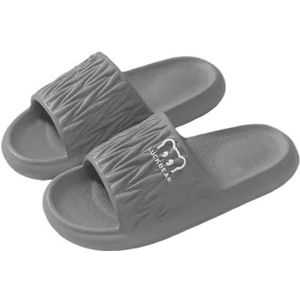 UBOHUZ Vrouwen Zomer EVA Slippers Mannen Badkamer Strand Huishoudelijke Slides Thuis Antislip Platte Sandalen Paar Indoor Voor Badkamer, Zwembad, Grijs, 42-43