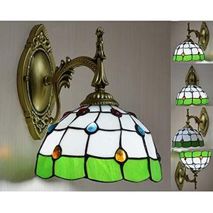 Tiffany -Stijl Wandlicht, Wandlamp In Gebrandschilderd Glas Met Lampenkap, 1 Lichte, Retro Metalen Wandlampen Voor Slaapkamer Woonkamer Naast Het Nachtlicht