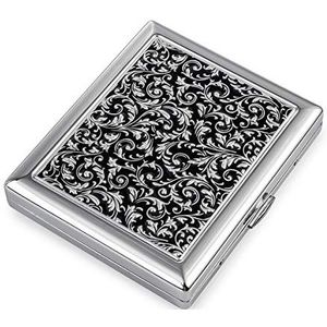 Retro sigarettenetui, metaal, zwart/zilver, voor 20 sigaretten, klein sigarettenetui voor heren, antiek sigarettenetui, elegant sigarettendoosje (met geschenkdoos)