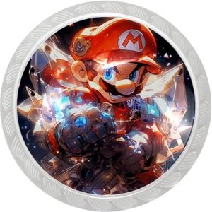 XYMJT voor Mario ronde transparante glazen lade trekt met schroeven (4 stuks) -ABS materiaal-handvat grootte 35 x 28 x 17 mm Stijlvolle kastknoppen voor dressoir, kast, kast - eenvoudig te installeren