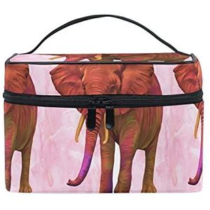 Kunst abstracte olifant dier make-up tas voor vrouwen cosmetische tassen toilettas trein koffer