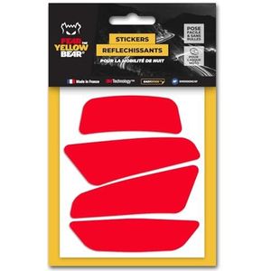 Yellow Bear© Easy Four Color, set met 4 retro reflecterende stickers, vervangbaar, voor motorhelmen, 3MTM-technologie (rood)