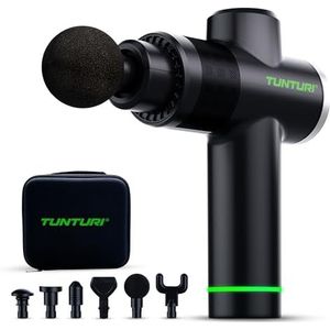 Tunturi MG40 Massage Gun - Massage Apparaat Met Multi Grip - Inclusief 6 Opzetstukken En Koffer - Extra Krachtig en Stil - Incl App