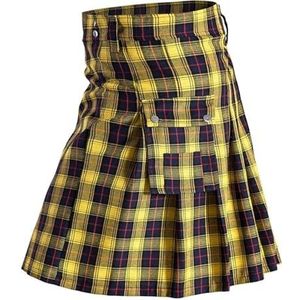 GXMDSGZ Heren Kilts Mannen En Vrouwen Katoen Kilt Traditionele Highland Plaid Kilt Plus Size Voor Bruiloften, Geel, M
